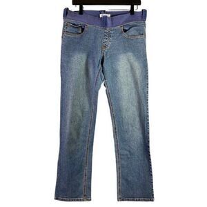 Maternity Jeans Size Large Blue Pregnancy Fit Belly Womens Stretch Denim Pockets